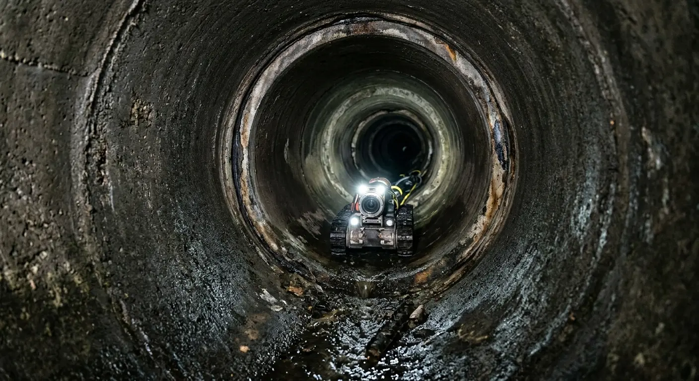 Robotic sewer camera inspecting pipe interior for Sewer Line Repair in Castroville